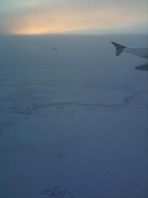 A flight avober the snow.